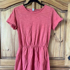 Old Navy Bright Orange Slub Knit Dress – Size M, Short Sleeve, Lightweight & Cas